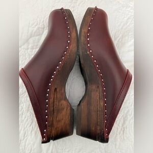 Troentorp Bordeaux Leather Classic Swedish Clogs size 43